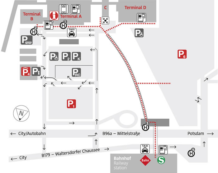 Plan et carte des aéroports et terminaux de Berlin
