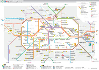 Map of Berlin u bahn, subway, tube & underground BVG network