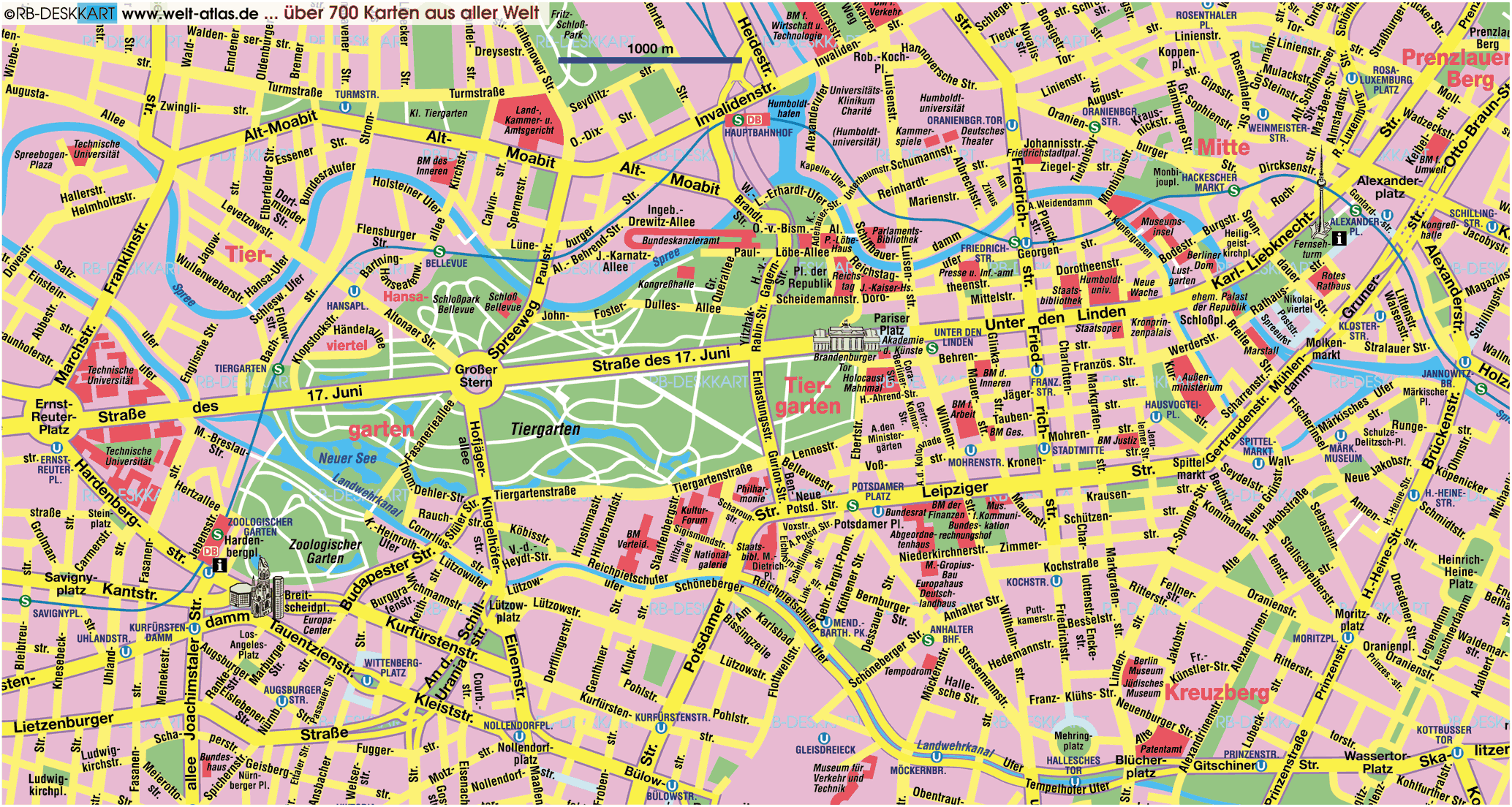 berlin mapa Map of Berlin tourist attractions, sightseeing & tourist tour berlin mapa