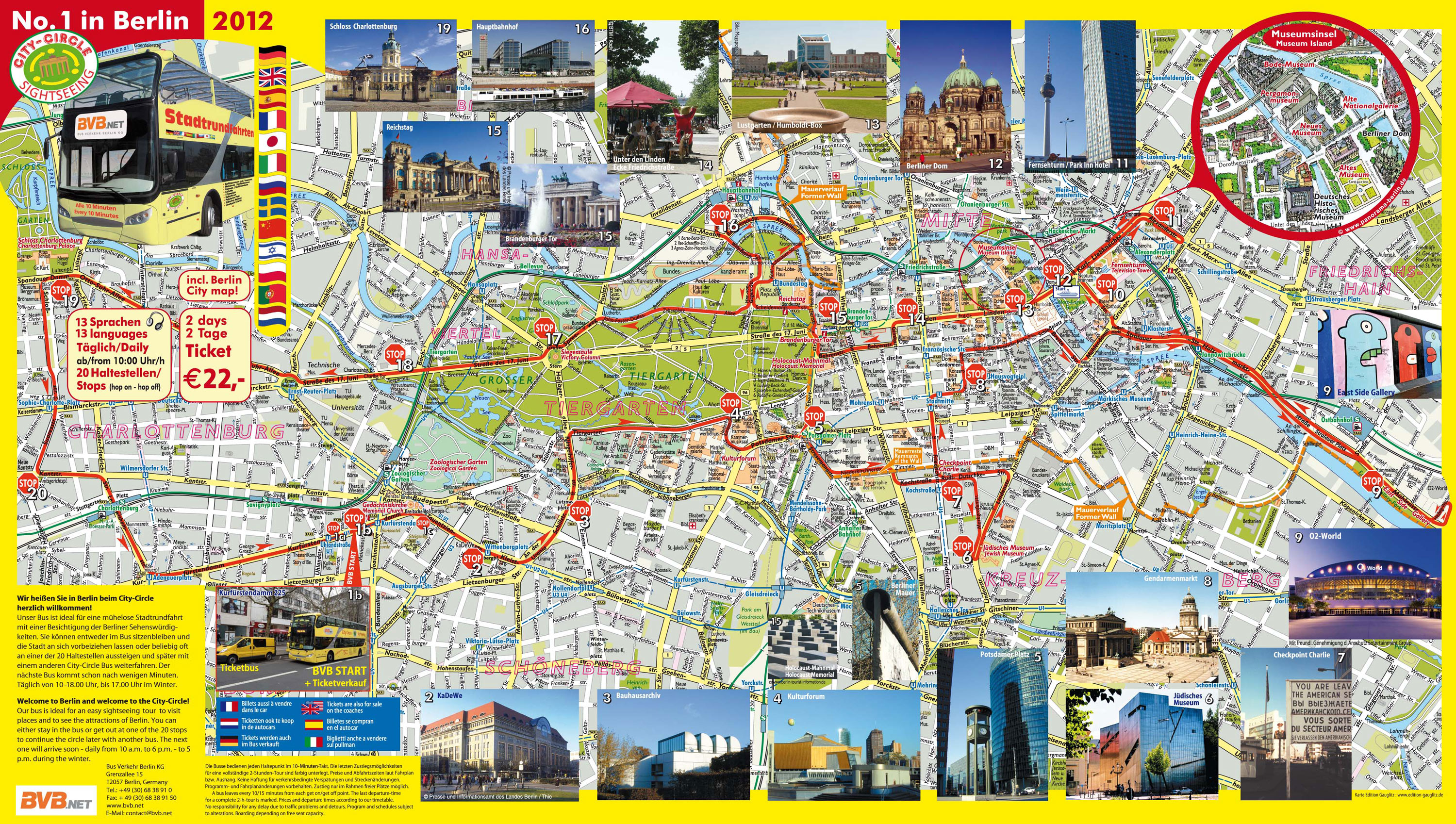 Map of Berlin tourist attractions, sightseeing & tourist tour