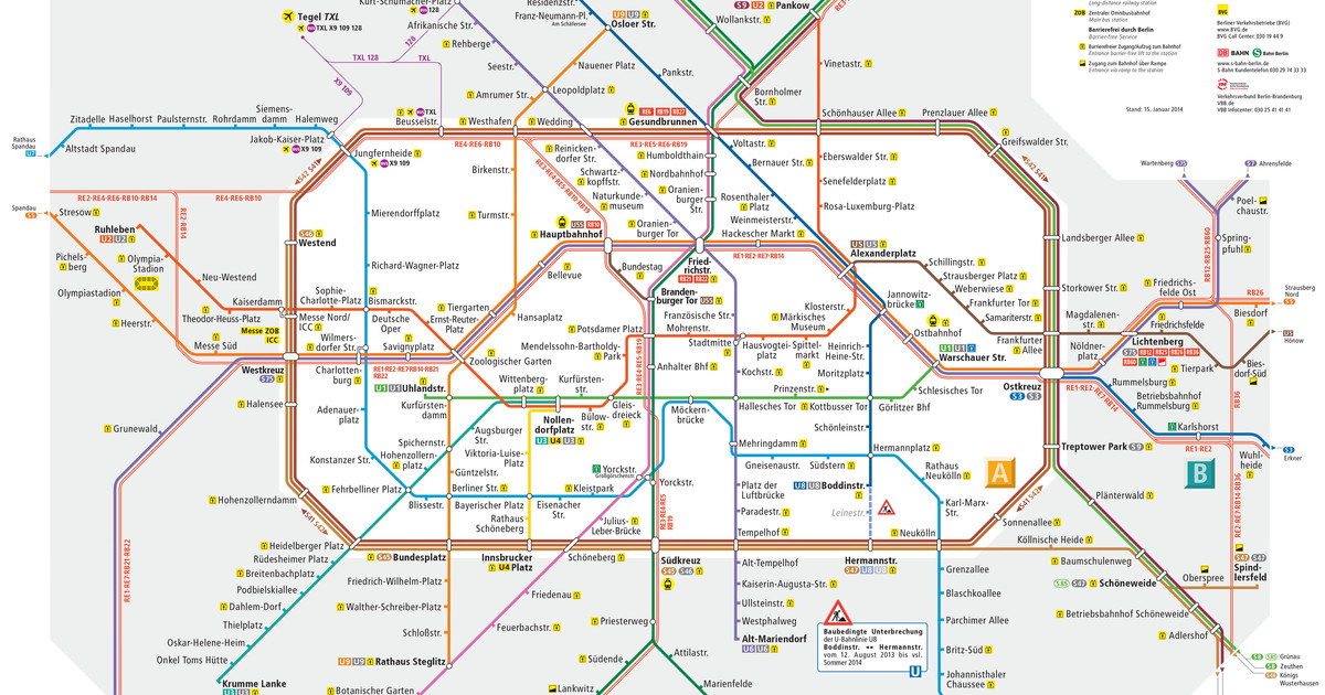 Map Of Berlin Subway Underground Tube U Bahn Stations Lines